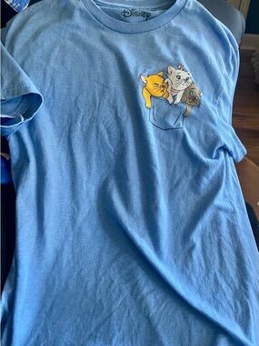 Disney Blue Aristocats Marie and Brothers Cat Pocket Graphic T-Shirt